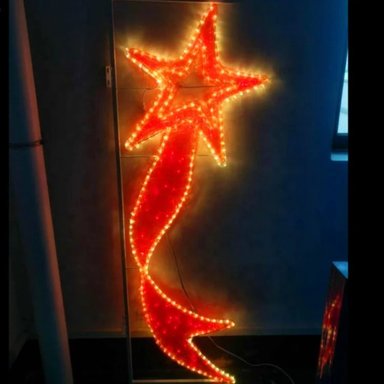 Christmas Street Pole Light Star Led Rope Pole Motif Lights Outdoor Decorative Lamppost Lights