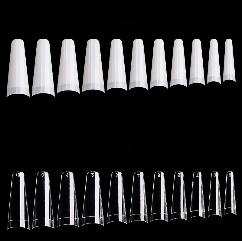 Short Medium extra Long c Curve Coffin Half Cover Nail Tips 500pcs Soft Gel Tips 0-11 Sizes for Nails Art Artificial Fingernails