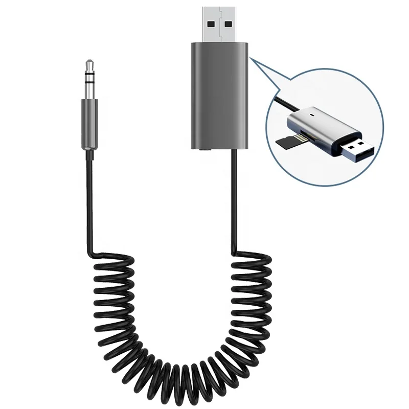Metal USB Aux Cable Car 3.5mm Jack TF card handsfree Speaker Audio Music Receiver aux usb bluetooth car kit Bluetooth Receiver