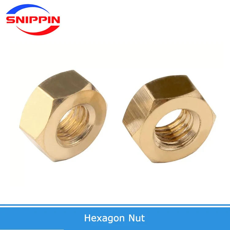 Ex-factory Price DIN934 Solid Brass Copper Hex Hexagon Nut for M1 M1.2 M1.4 M1.6 M2 M2.5 M3 M4 M5 M6 M8 M10 M12 Screw Bolt