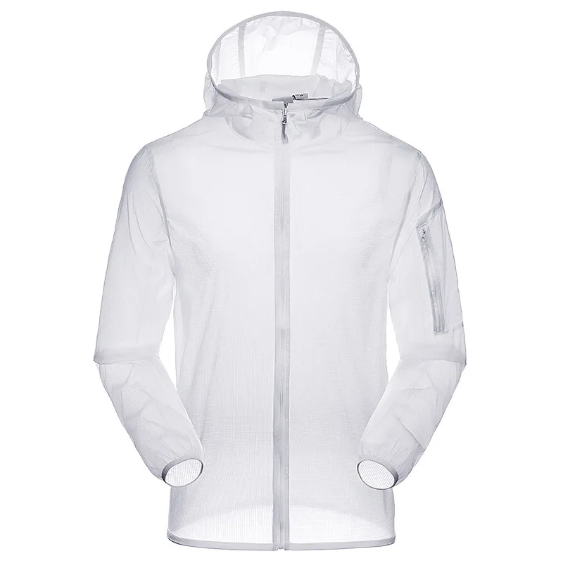 Light weight hooded Sun-Proof solid color sleeves pocket jacket for men
