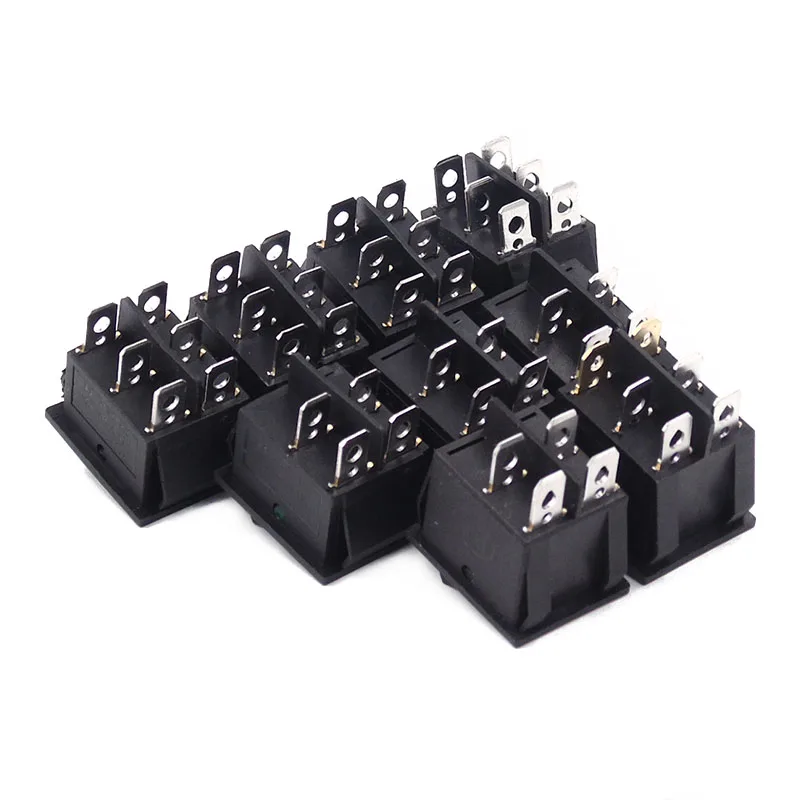 KCD4 25X31mm Black Rocker Switch 6 Pin Double Reset Switch 16A 250V 20A 125VAC Automatic Reset