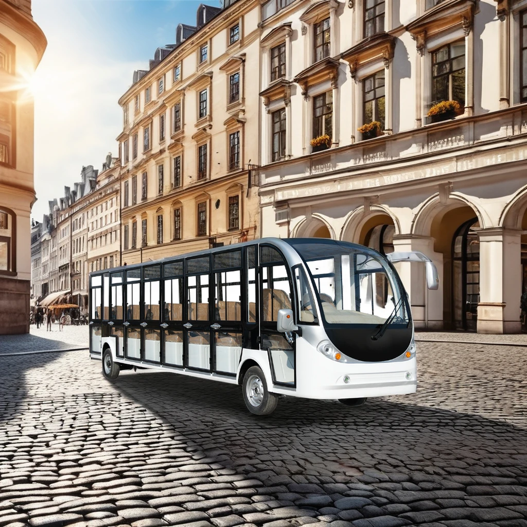 Fully Enclosed 23 Seat Sightseeing Bus With 1100CC Displacement Electric Power 23 Seat Shuttle Bus