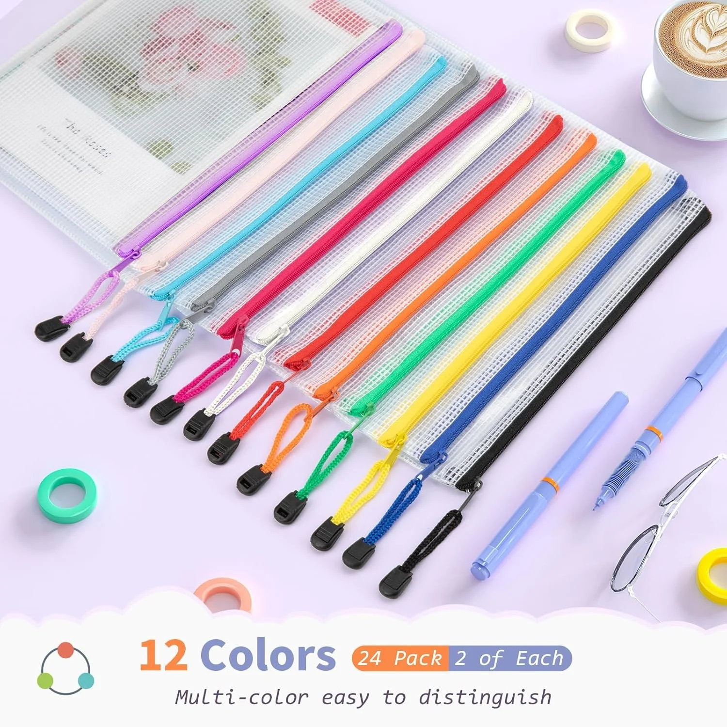 Eco-friendly Plastic File Folders Travel Essentials Organizer Clear Mesh Bags with Zipper PVC Paper Folder Pouches For Documents