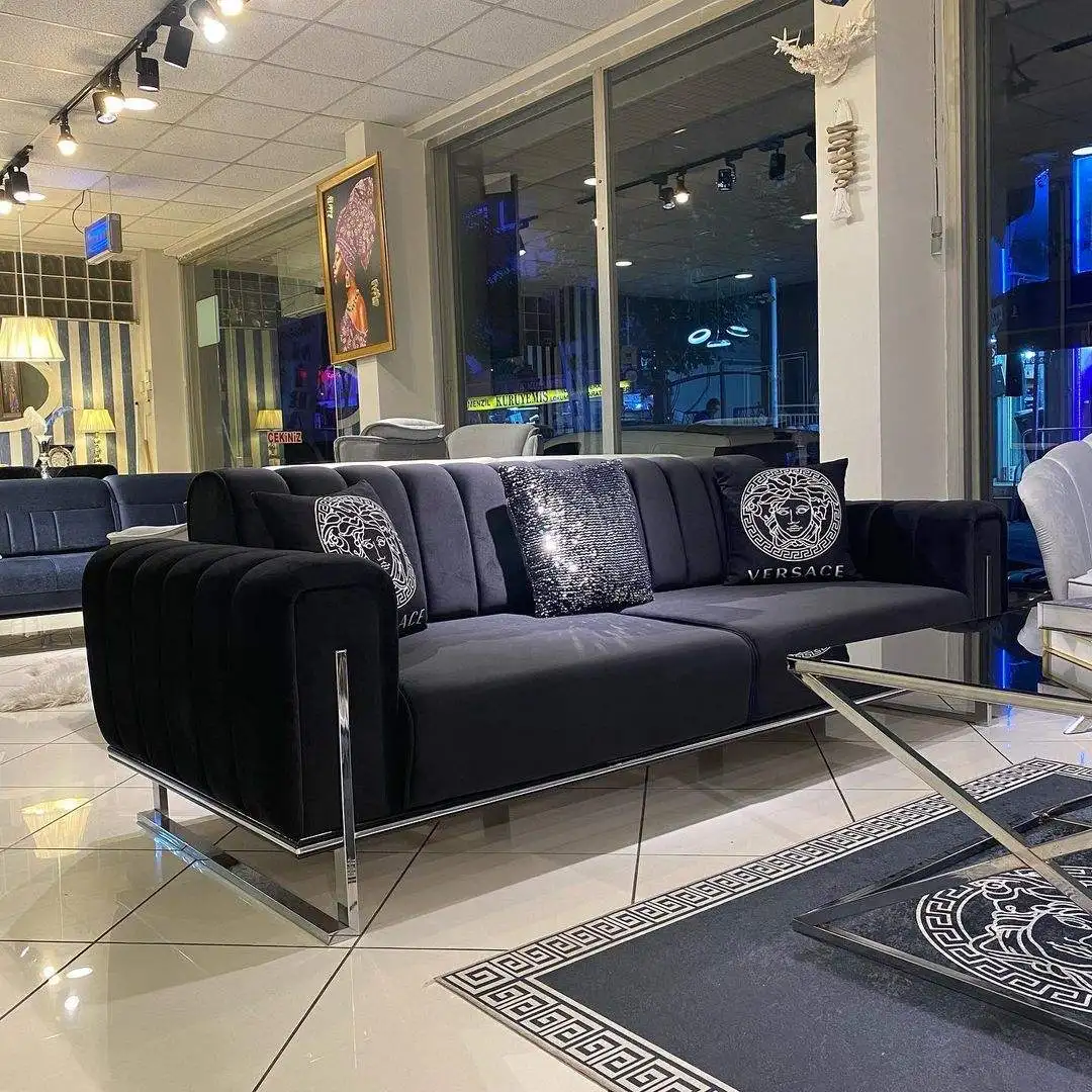 Living Room Sofa With Bed and Chest erasable fabric 32 DNS gray sponge 40 different color options MECHANISM-BED (3+3+1)