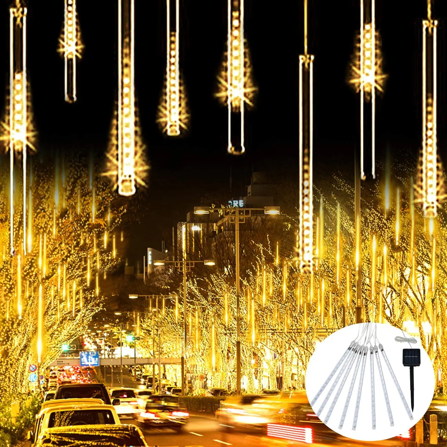 2024 LED Meteor Shower String Lights Christmas Firecracker Garland Lights Icicle Snow Falling Raindrop Light Garden Party decor