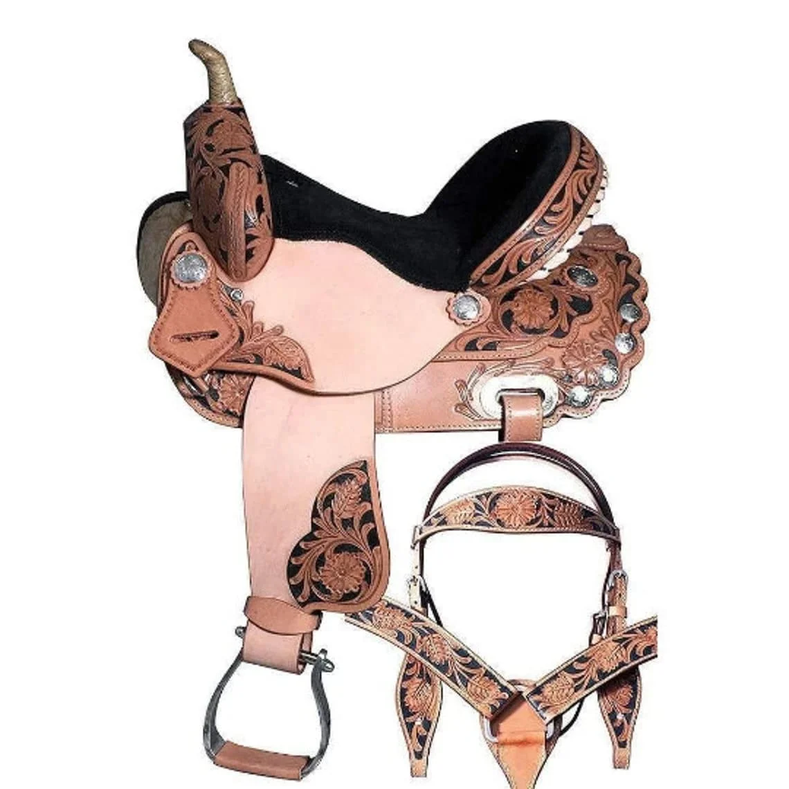 Best Seller Premium Leather Western Trail Barrel Racing Pleasure Trail Adult Horse Saddle With Tack 10 to 18 Inch Seat