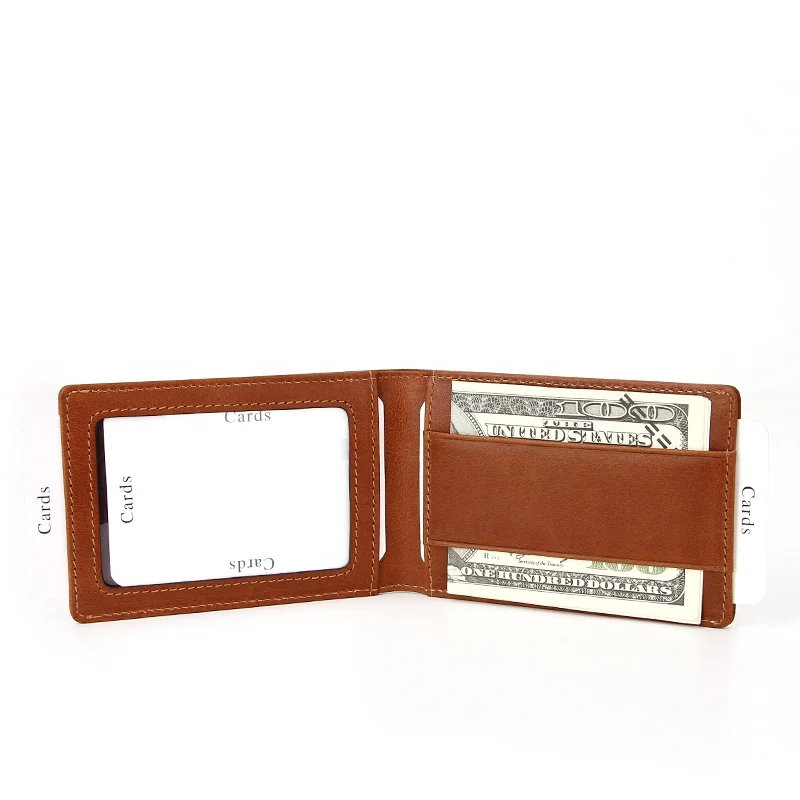 Money Clip Leather Wallet For Men Super Strong Magnetic RFID Wallet