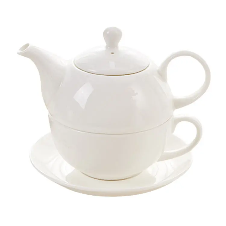 Factory wholesale Tea Sets Drinkware Type custom flower pattern ceramic teapot and saucer for one set Kettle Teapot And Cup