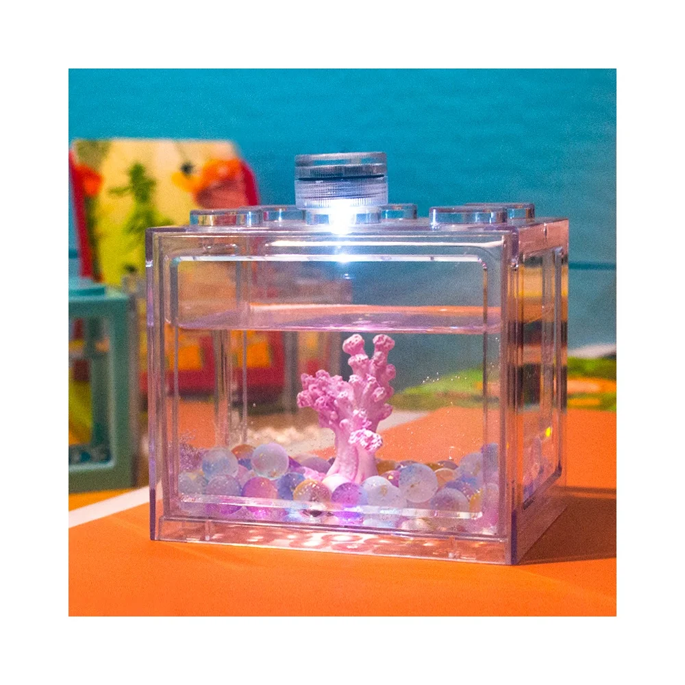 Mini Aquarium Betta Fish Tank With Usb Led Lighting Small Aquarium Office Viewing Transparent Acrylic Fish Tank