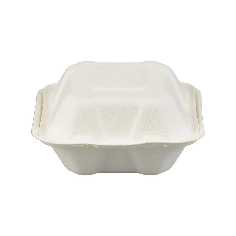 Одноразовые по индивидуальному заказу 500 мл микроволновая печь Биоразлагаемые 6 дюймов сахарного тростника багасса сушильщика вынос гамбургер контейнер для еды коробка раскладушка