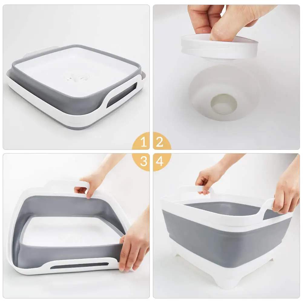 Collapsible Dish Basin Foldable Food Strainers Over The Sink Kitchen Colander Vegetable Fruits Drainer Storage Basket