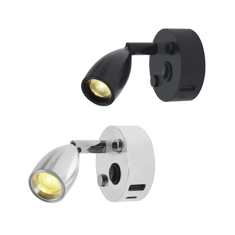 DC12V 3W LED Spot Reading Wall Light RV Bedside Boat Spotlight Lamp Trailer Home Caravan Lighting Boat with switch