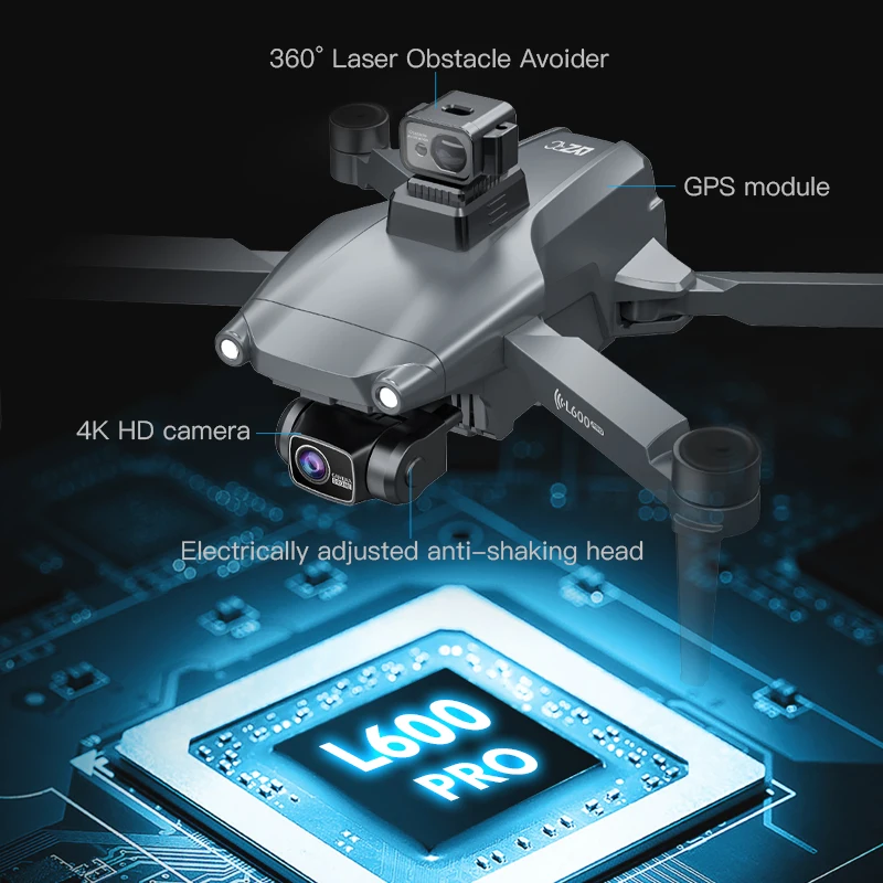 Радиоуправляемый Дрон L600 PRO 4K HD двойная камера 360 предотвращения препятствий бесщеточный 5G Wi-Fi Квадрокоптер FPV GPS VS L900 игрушка