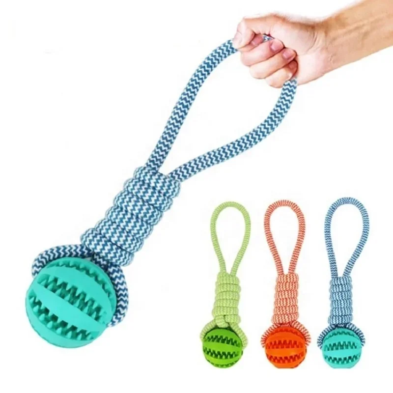2024 Hot Sale Dog Chew Tooth Cleaning Toy TPR Dog Toy Ball Interactive Dog Chew Rope Toy