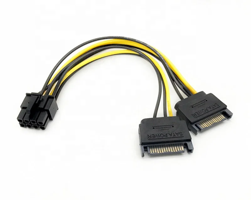  Двойной 15 Pin SATA штекерным PCIe 8 Pin(6 + 2) Мужской адаптер питания кабель высокого качества 18AWG провод для графической