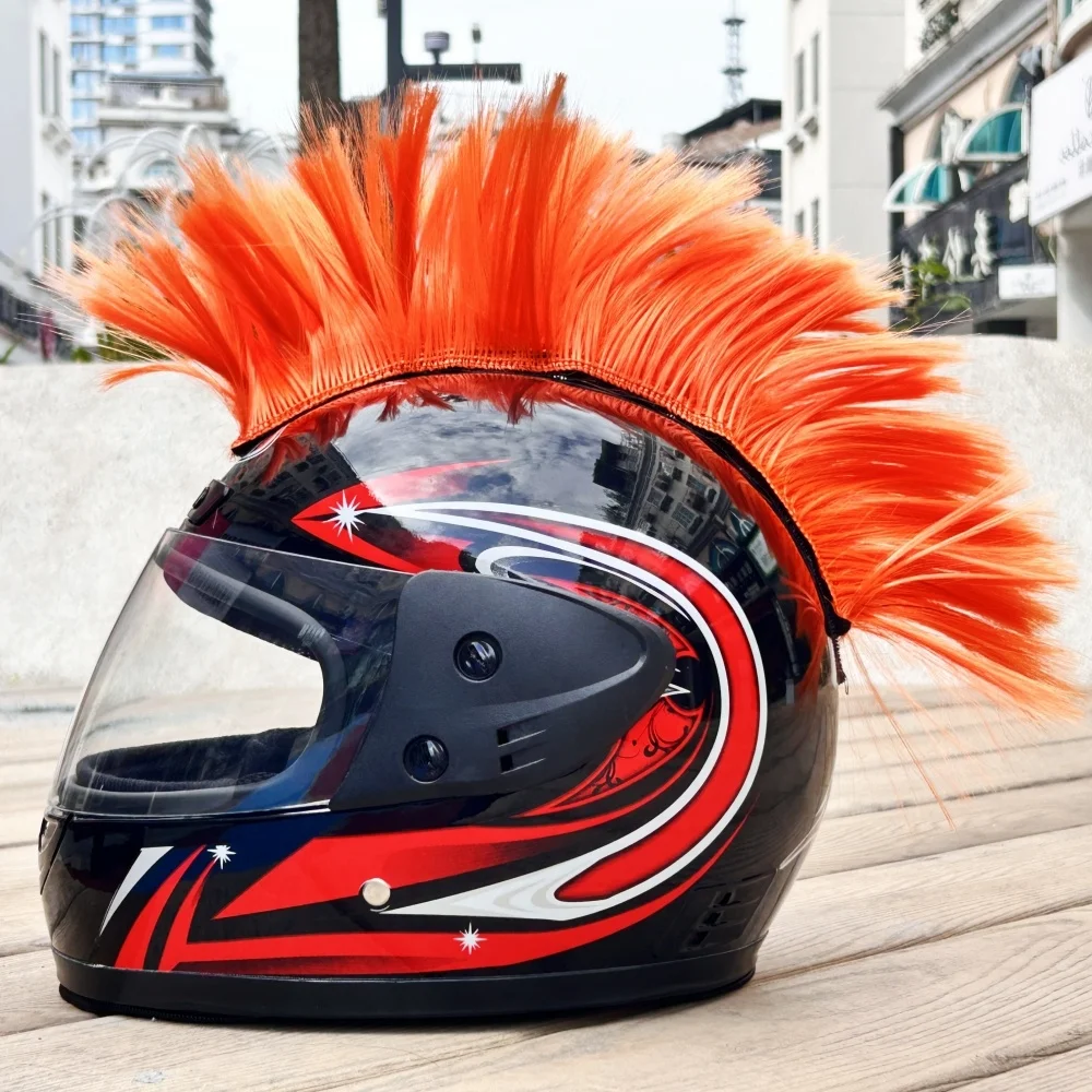 New Style Motorcycle Accessories Helmets Motorcycle Helmet Ornament Feather Activity prop Wig Hairpiece Cockscomb Rooster