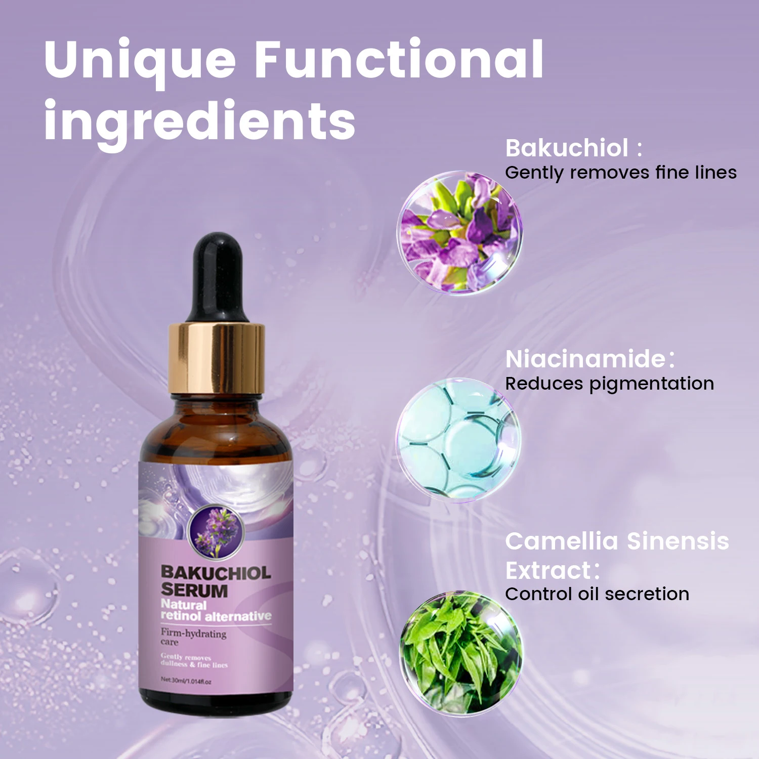 Private Label Face Bakuchiol Serum And Retinol Organic Vitamin C Antiwrinkle Collagen Face Serum Hyaluronic Acid Serum For Face