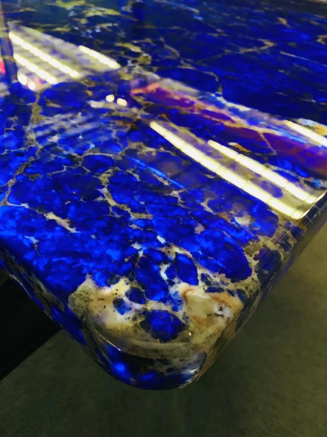 Luxury LED blue granite natural quartzitetransparent onyx backlit luni stone marble coffee table