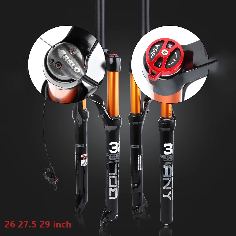 High-strength Mountain Bike Fork Magnesium Aluminum Alloy Front Suspension Fork Air Damping 26 27.5 29 Inch Bicycle Fork