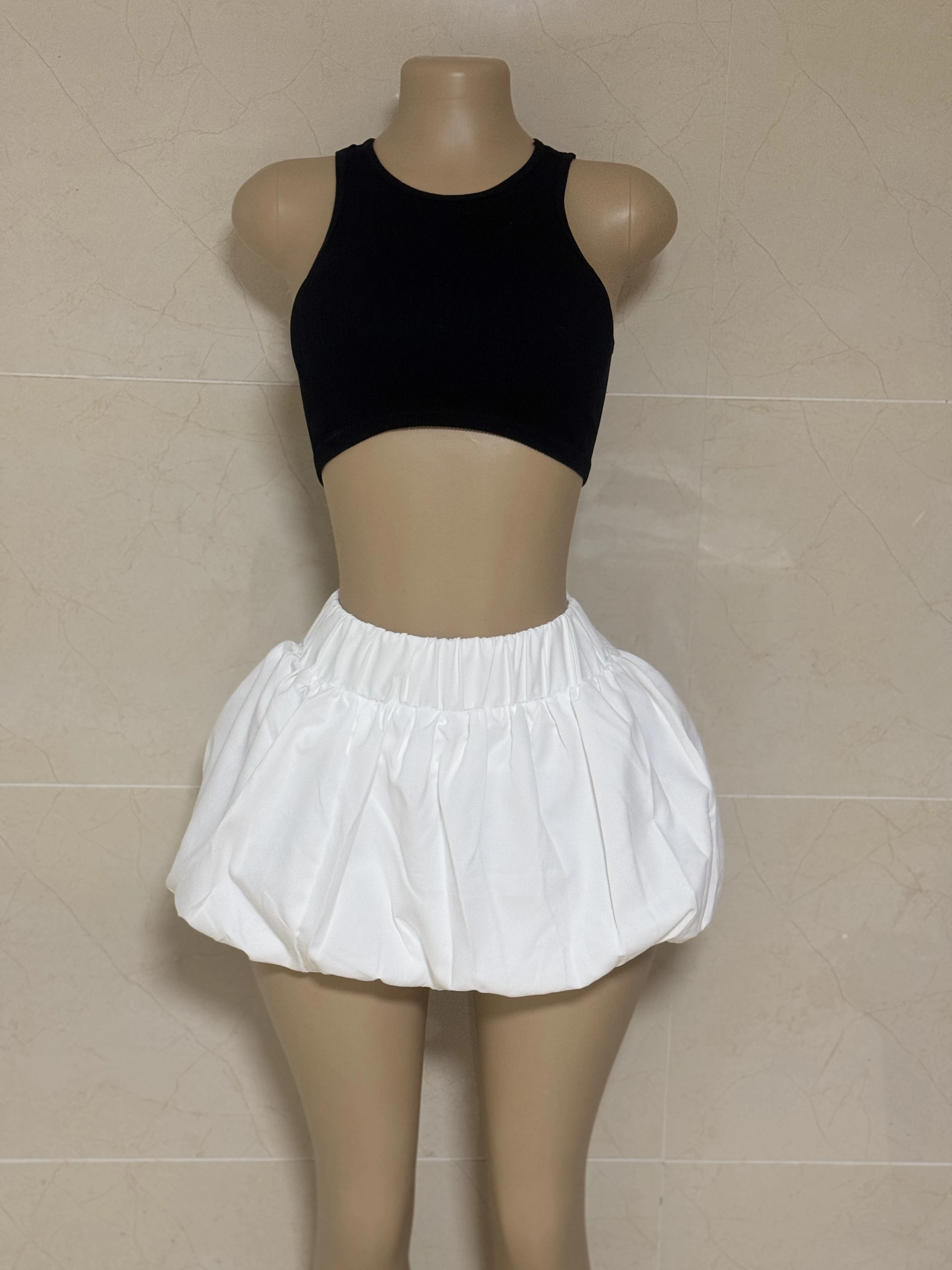 Y11032 New Arrivals Women Mini Skirt Casual Stretch Solid Puffer Bubble Mini Skirt Girls Sexy Cute Puffer Mini Skirts For Women
