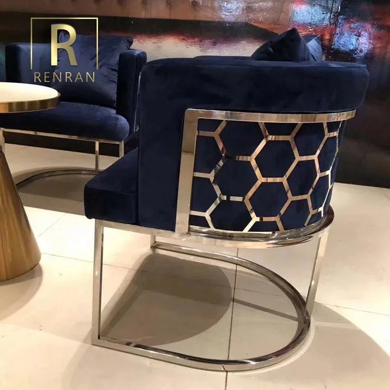 Европейский французский датский элегантный удобный одинарный уникальный бархатный стул из нержавеющей стали фиолетового цвета кресло для отдыха диван
