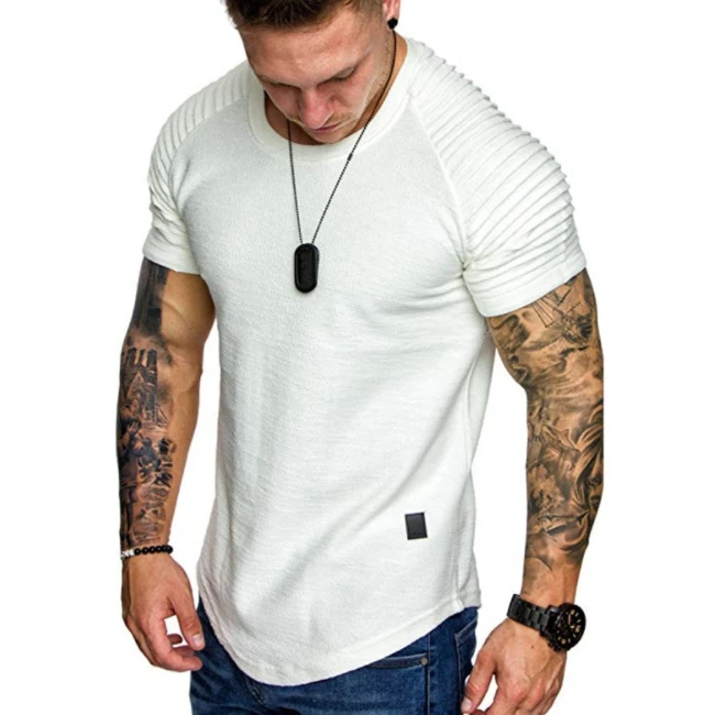 
SE3243 Mens boat neck blouse shoulder fold designs short sleeve oversized tshirt wholesale men 