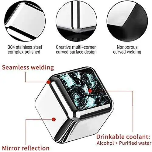 Sale Bar Accessories Cooling Whiskey Reusable Chilling Wine Stone 304 Stainless Steel Ice Cubes In Storage Box
