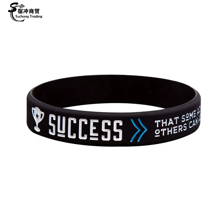 Professional Eco-friendly Motivational Success Segmented Blank Bracelet Silicone Band Wristbands Custom Logo