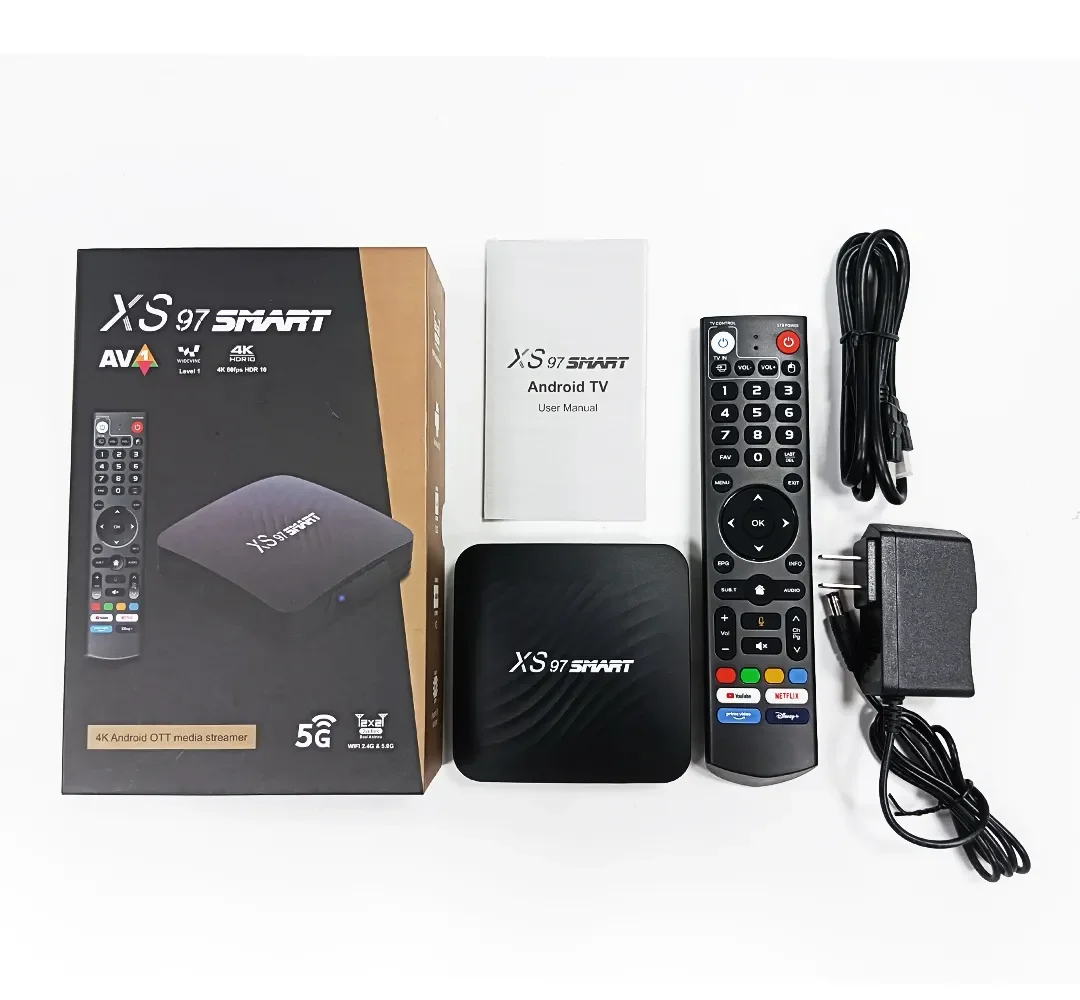Wholesale Private Label Amologic S905Y4 XS97 SMART   Voice Control 4K*2K 60Fps Android Tv Box best streaming device
