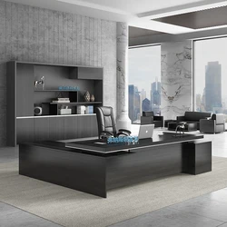 2021 New style modern wooden office furniture walnut color boss desk office desk