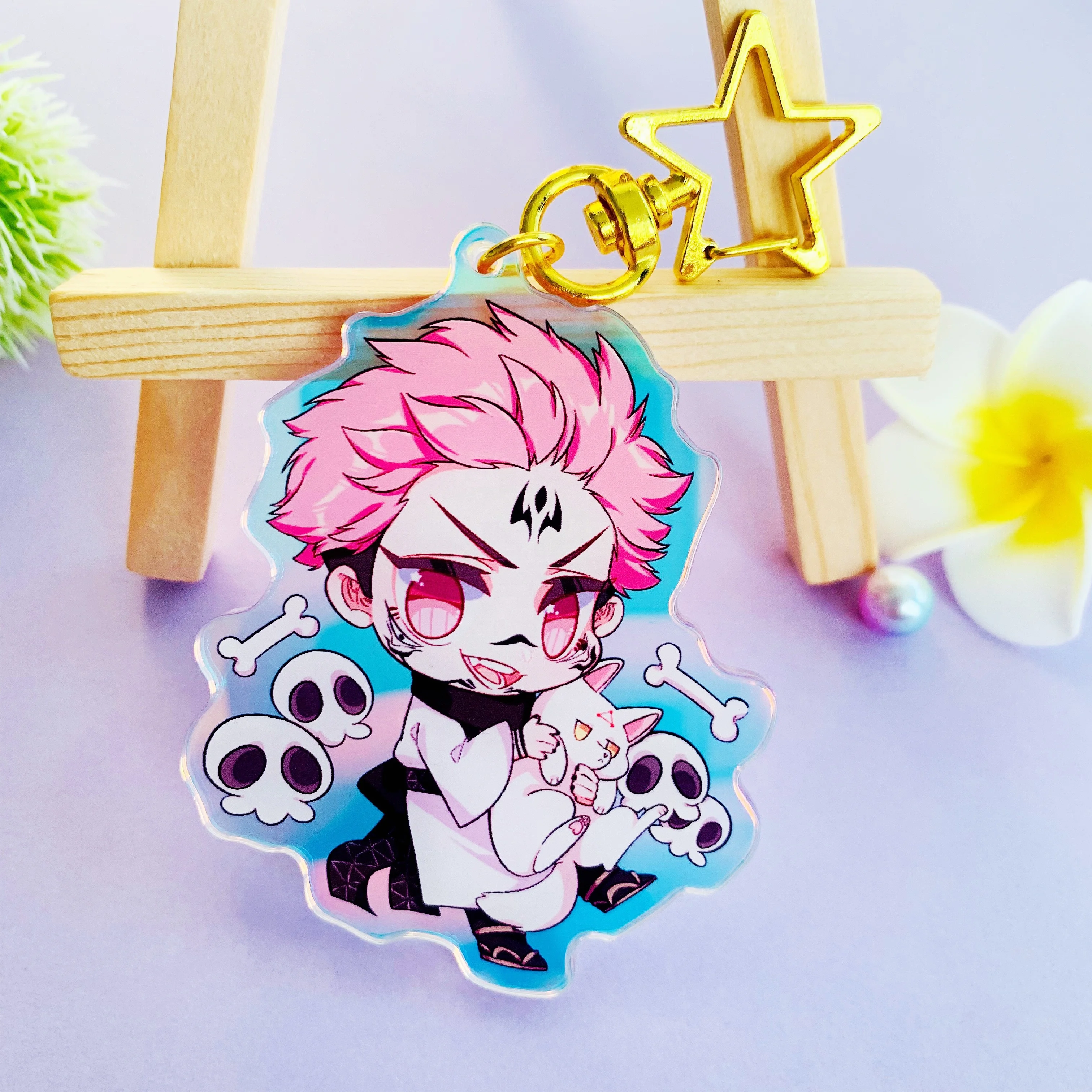 New Trending Clear Printed Anime Glitter Keychain Acrylic Charm Custom Japan Photo Laser Cut Plastic Diy Design Customised