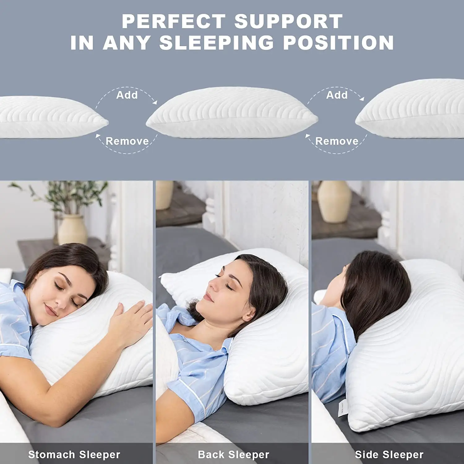 Deep Sleep Shredded Memory Foam Pillow For Sleeping Comfortable