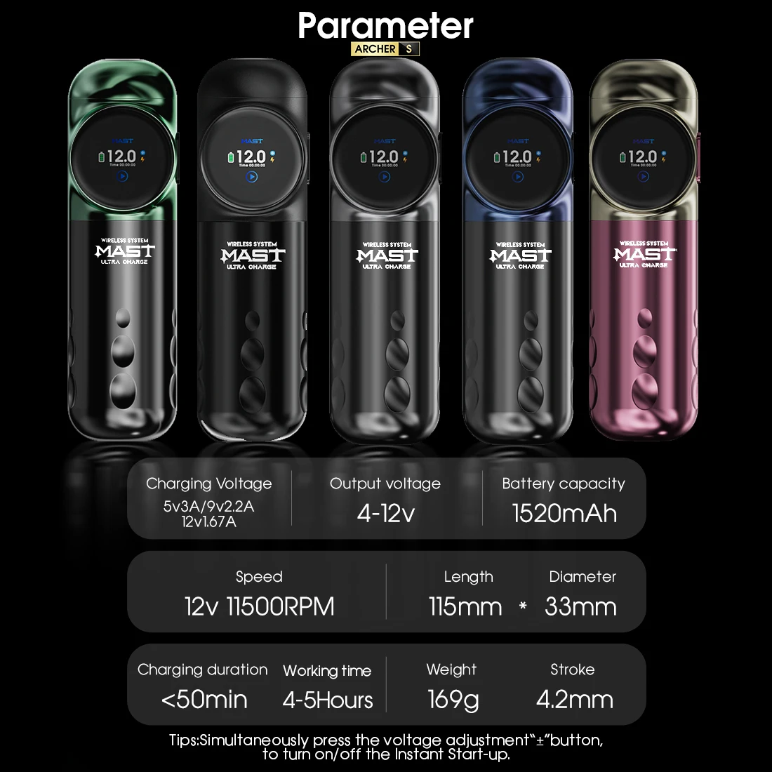 Dragonhawk Mast Archer S Bluetooth Wireless Battery Tattoo Machine Pen with Foot Pedal Tattoo Pen Kit