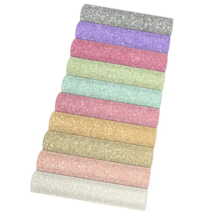 20x33cm Wholesale Chunky Sequin Glitter Pastel Fabric Sheet For Hair Bows Making 1113139