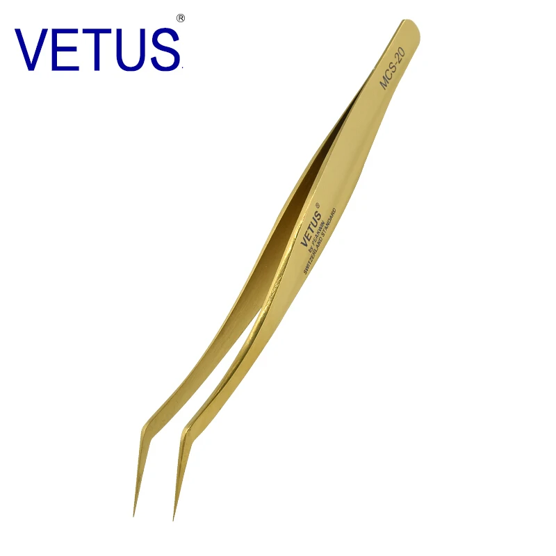 Yelix Vetus MSC Colorful Eyelash Extension Tweezers Anti-magnetic Volume Lash Tweezers Gold Eyebrow Pincet
