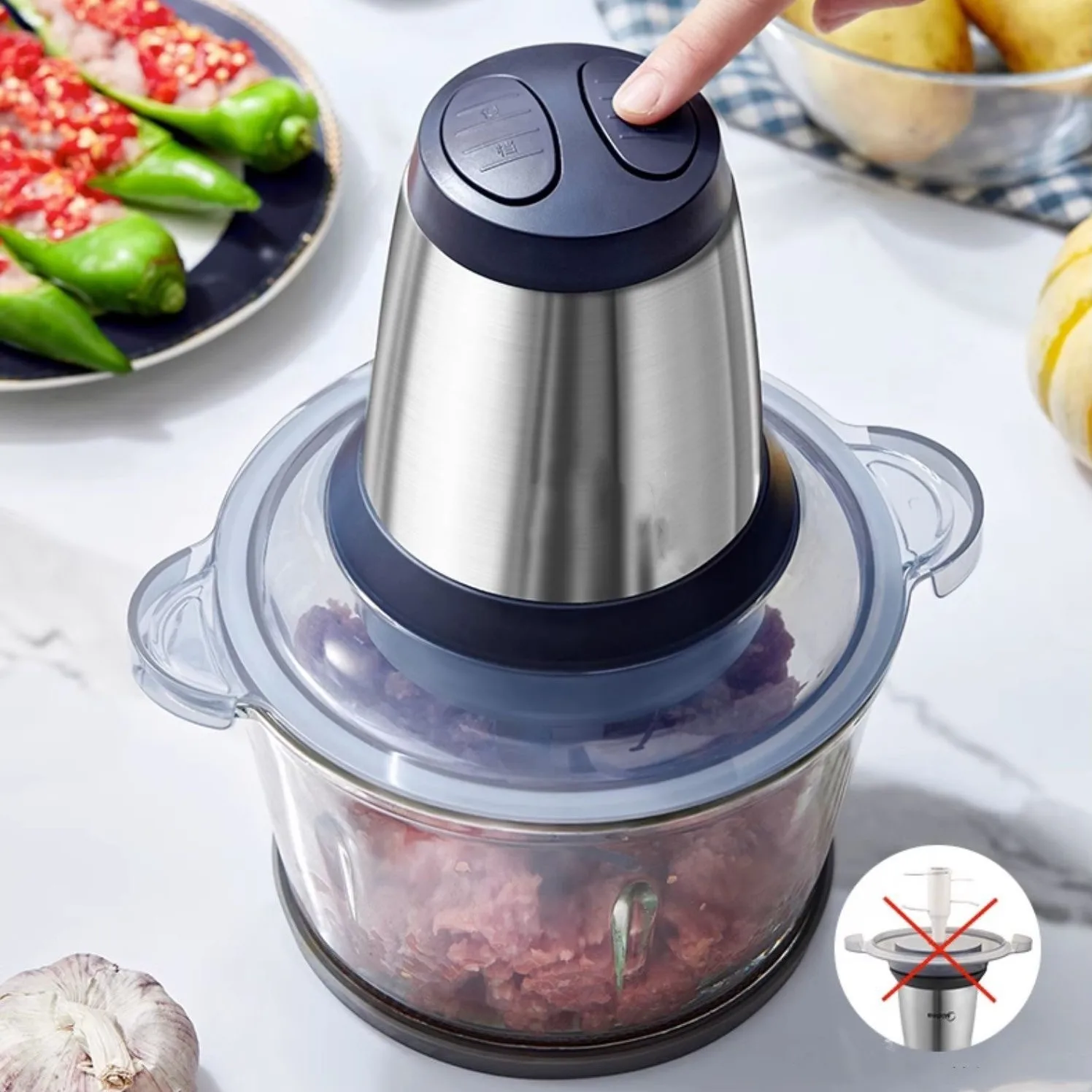 Yam Pounder Fufu Pounding Machine Commercial Stainless Steel Food Meat Chopper 6L 10L Electric Meat Grinder for Sale