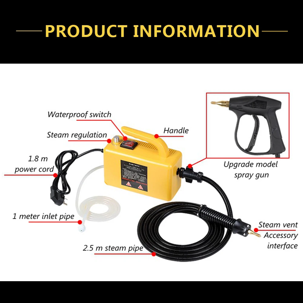 Household Portable Handheld High Pressure 2600W Steam Cleaner 3.5Bar Machine for Cleaning Kitchen Bathroom Grout Tile