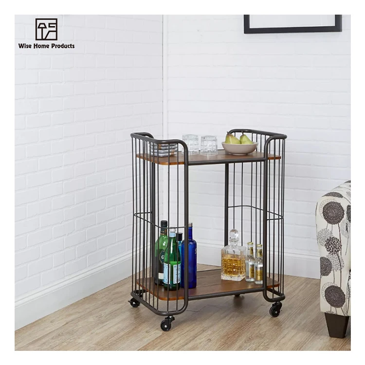 Низкая цена оригинальная винтажная тележка-тележка с промышленным дизайном из дерева и металла