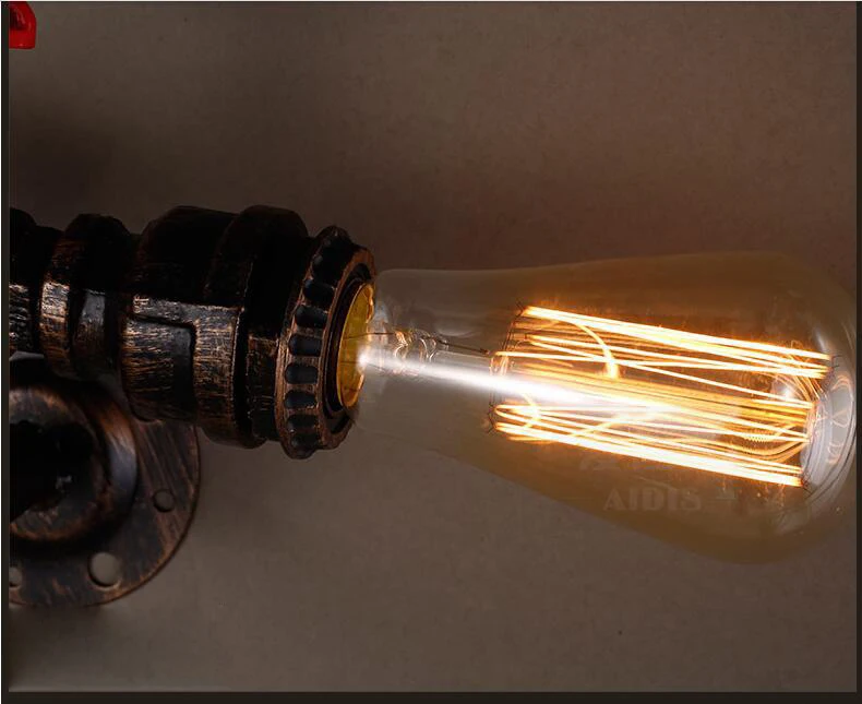 Настенный светильник в стиле стимпанк, старинное железное Бра с 2 насадками в стиле индастриал, декоративные кухонные осветительные приборы для водопроводной трубы