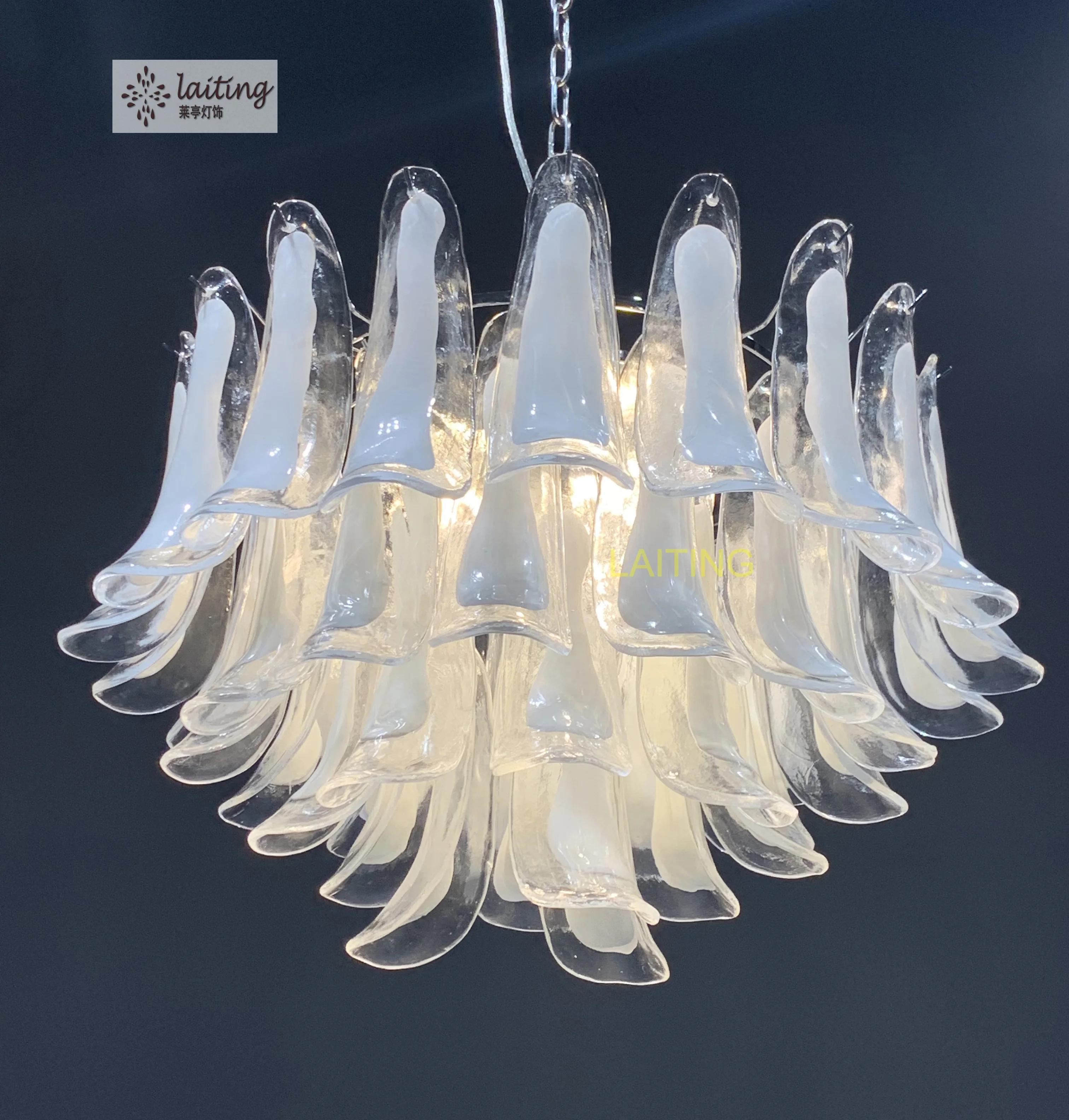 Wholesale Glass pendant lights Italian vintage Murano White Glass Chandelier For dining room