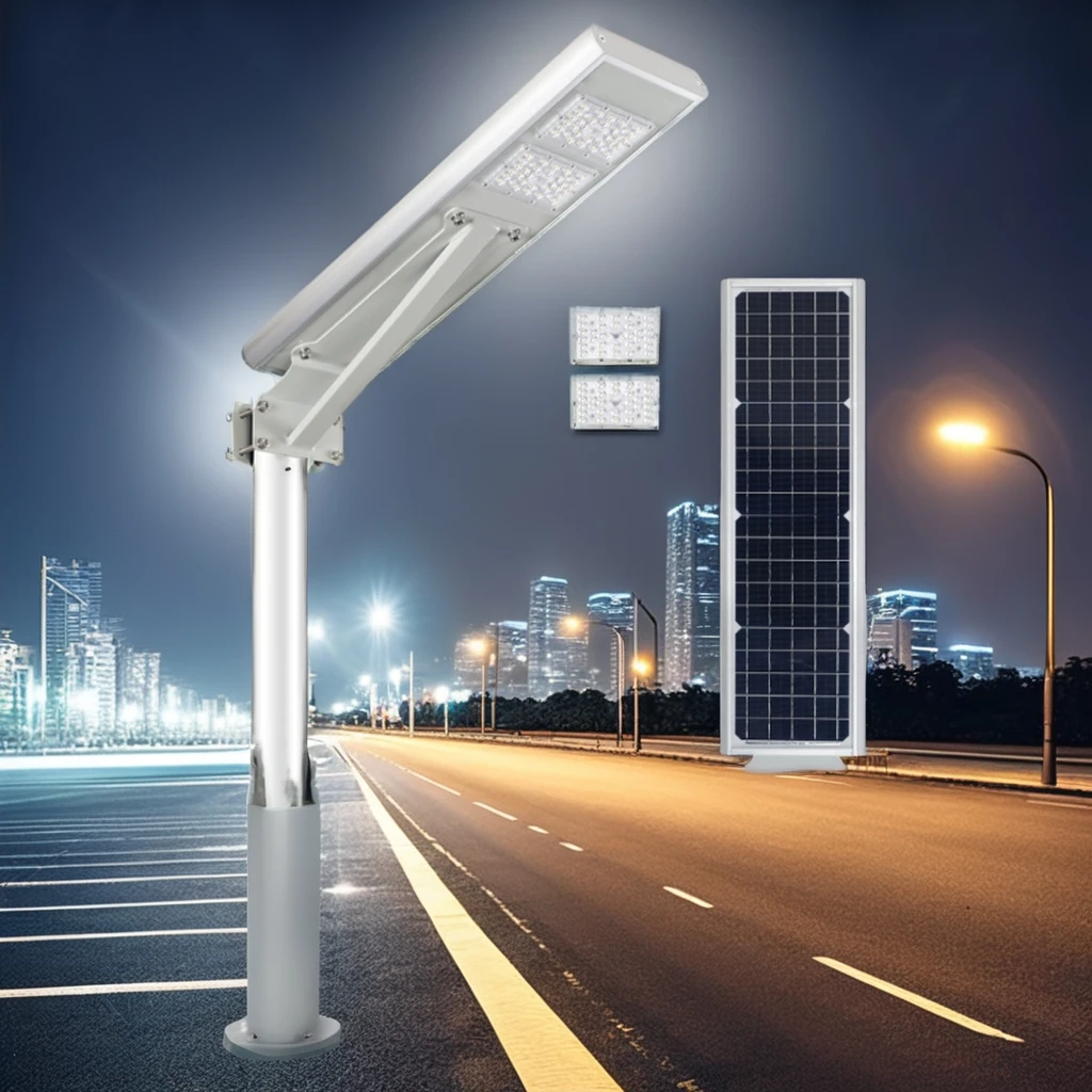 Outdoor Solar Lighting with Solar Panel Lamp Solar Lights Solar Led Exterior Dimmable Light LED Aluminum Street Road