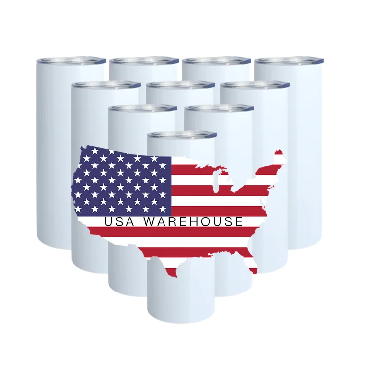 USA Warehouse In Stock Free shipping 15oz 20oz Double Wall Stainless Steel Straight Vacuum Blanks Sublimation Tumbler with Lid