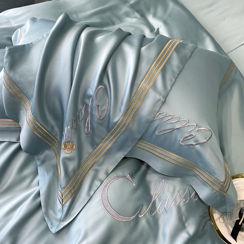 Wholesale tencel fitted bed sheet with pillowcase 100% Lyocell tencel 4 piece with flat bedsheet sets