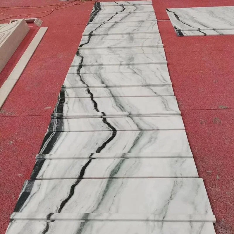 Natural stone panda white marble slabs low price per square meter China black white marble tile  veins panda stone stairs