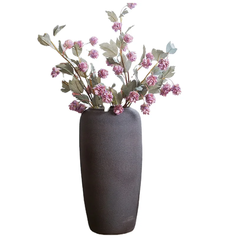 Large Retro Frost Bronze Floor Ceramic Flower Vase for Living Room Decoration