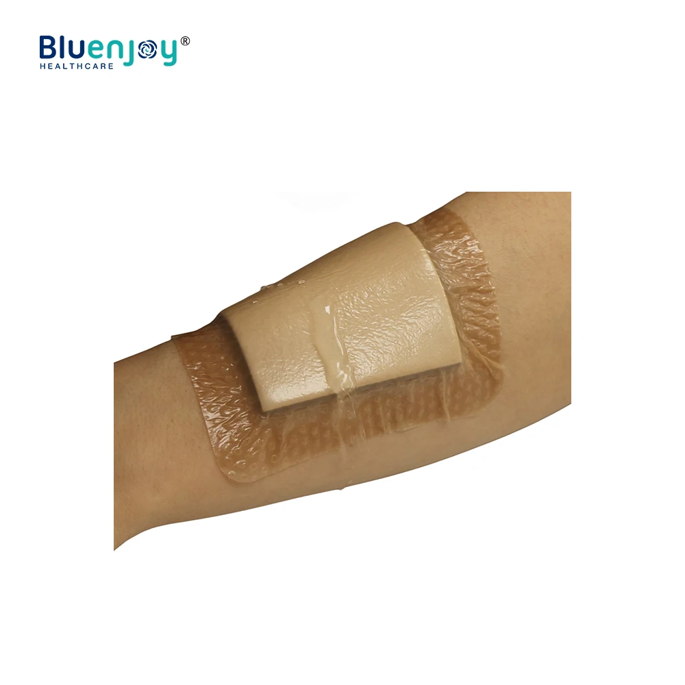 BLUENJOY Waterproof Antibacterial Ion Silicone Silver AG Foam Adhesive Dressing With Border for Wound Care/ Bed Sore