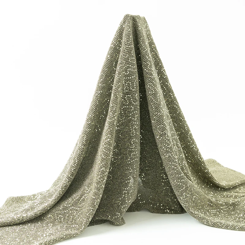 New  embroidery 3mm sequin jijimi fabric gold sequin fabric knitting pleat embroidery fabric