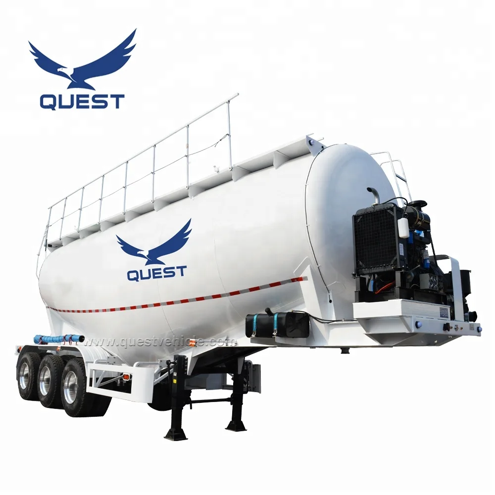 QUEST Factory Manufacture Various High Quality Dry Powder Large Capacity Tanker Bulk Cement Semi Trailer