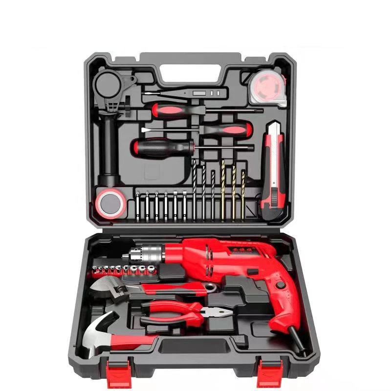 Popular red impact drill power tool sets  Complete accessories Woodworking tool set Hand Tool Set